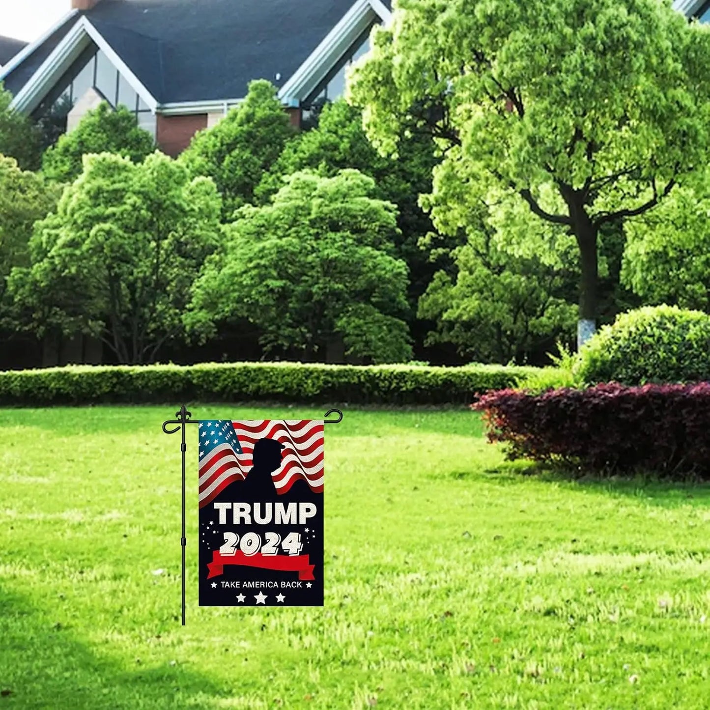 American President Trump 2024 Take America Back Garden Flag, Double Sided Premium Fabric, US Election Patriotic Outdoor Decorati