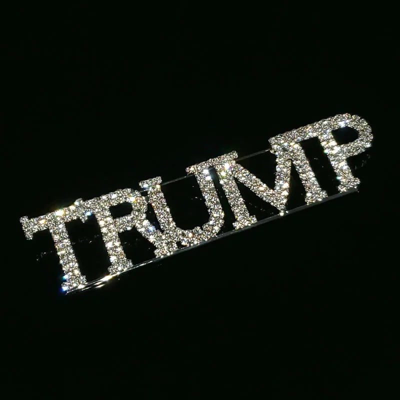 Luxury Handmade Word Brooch Jewelry "TRUMP" Lapel Pin Blingbling Rhinestone Large Word Brooch Accessory Unique Souvenir Gift