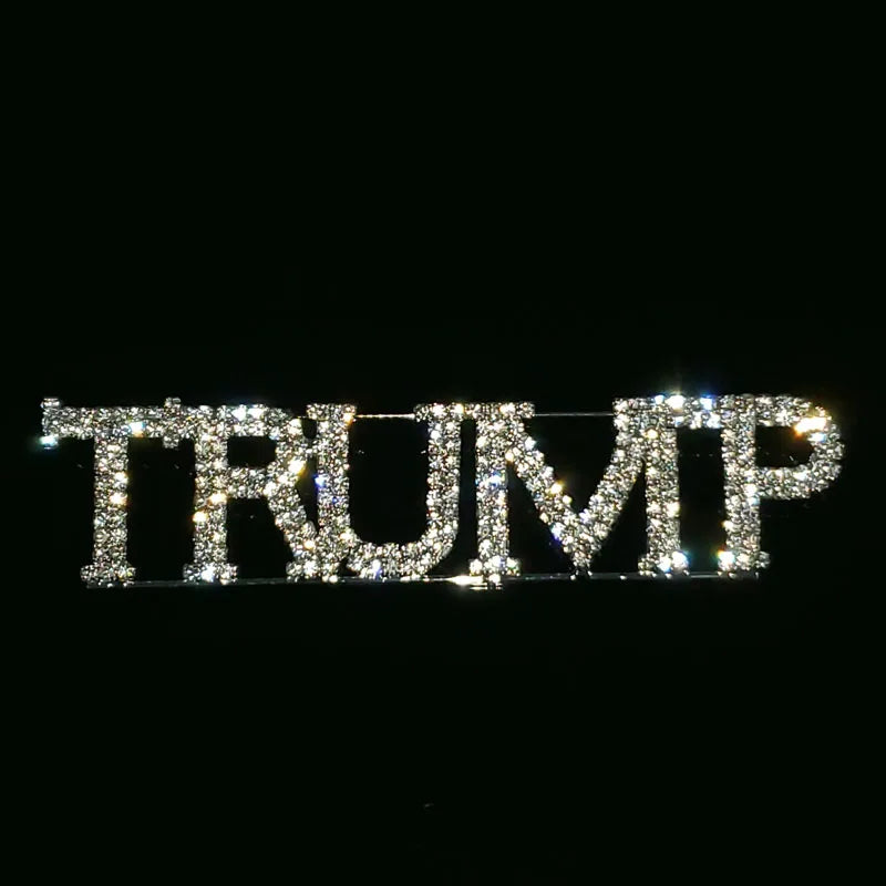 Luxury Handmade Word Brooch Jewelry "TRUMP" Lapel Pin Blingbling Rhinestone Large Word Brooch Accessory Unique Souvenir Gift