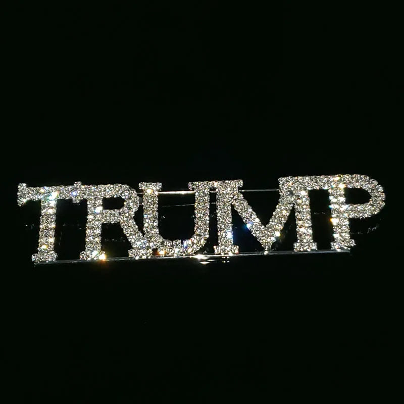 Luxury Handmade Word Brooch Jewelry "TRUMP" Lapel Pin Blingbling Rhinestone Large Word Brooch Accessory Unique Souvenir Gift