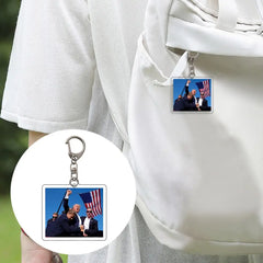 Car Key Accessory Trump Keychain Set Acrylic Stainless Steel Patriotic Gear for Trump Supporters Lightweight Durable Small Size