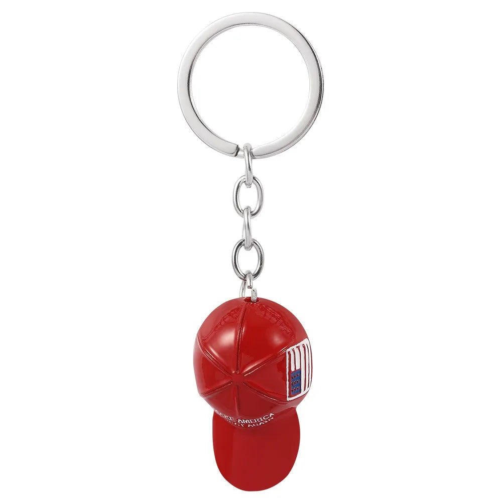 Hot Sale Creative Trump Red Baseball Cap Keychain Cute Hip-hop Couples Keyring Make America Great Again Backpack Accessory Gift