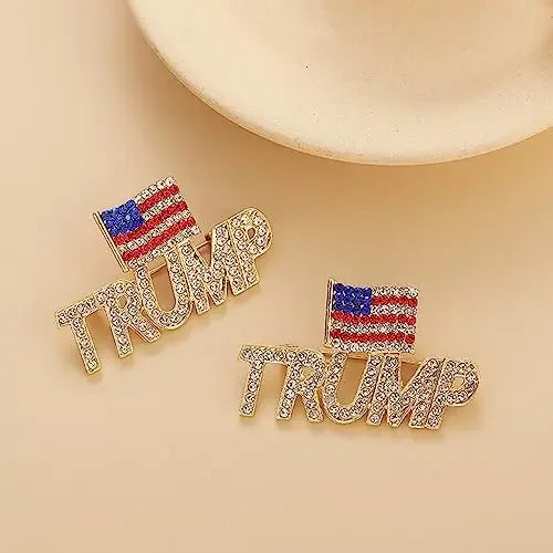 Crystal Trump Creative Exquisite Diamond Brooch for Boys Girls Personalized Luxury Brooch Ladies Men Holiday Gifts