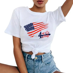 Fashion T Shirt 2024 New Summer Women's Independence Day Rock Hip Hop Clothing Women Fashion Harajuku Pattern Vintage T-shirt