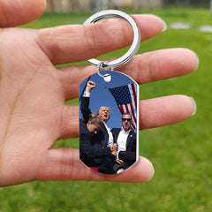 1PC New 2024 Trump Memorabilia Acrylic Pendant Keychain For Fans Jewelry Gift Key Ring