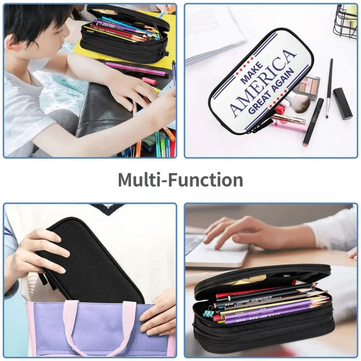 Make America Great Again Trump 2024 Pencil Cases MAGA Pen Holder Bags for Student Big Capacity Office Cosmetic Pencil Box