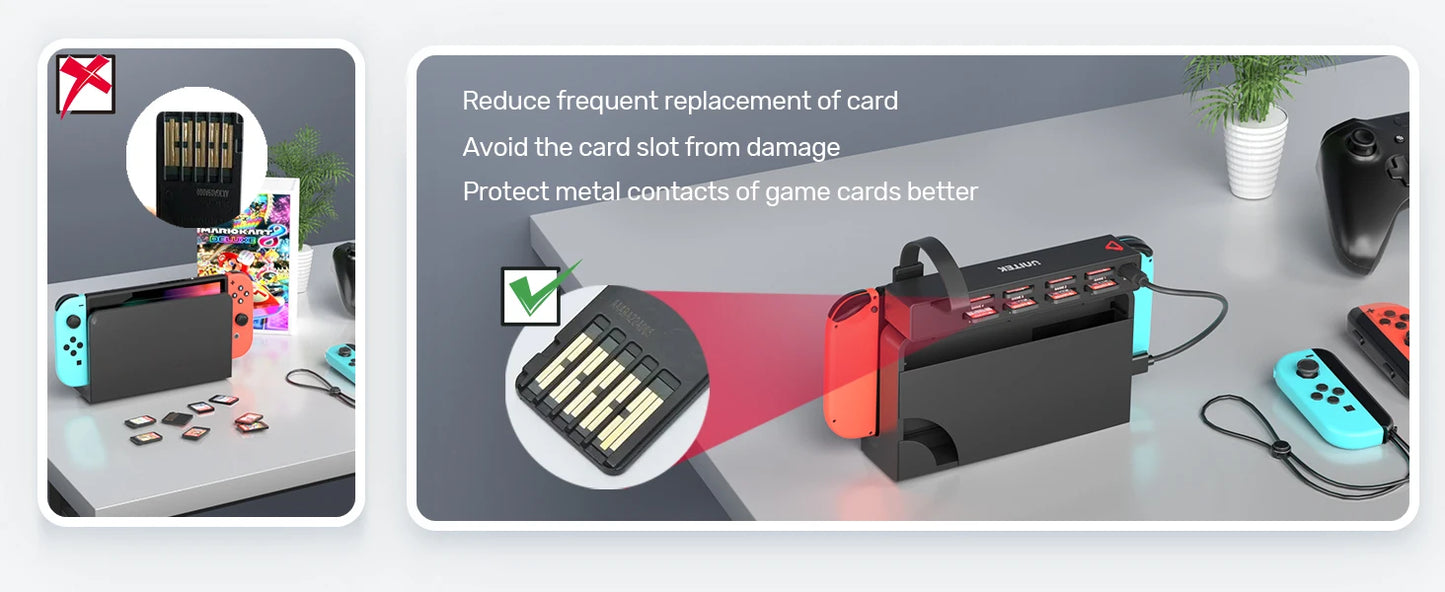 Unitek D1100A Game Card Reader for Nintendo Switch OLED Adapter One-button Switching Gaming Multi Game Switcher Accessories