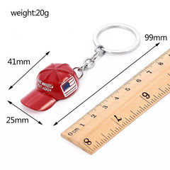 Hot Sale Creative Trump Red Baseball Cap Keychain Cute Hip-hop Couples Keyring Make America Great Again Backpack Accessory Gift