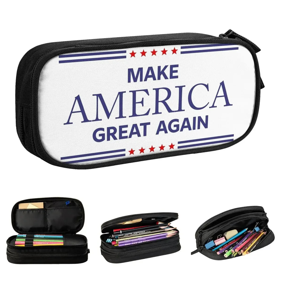 Make America Great Again Trump 2024 Pencil Cases MAGA Pen Holder Bags for Student Big Capacity Office Cosmetic Pencil Box