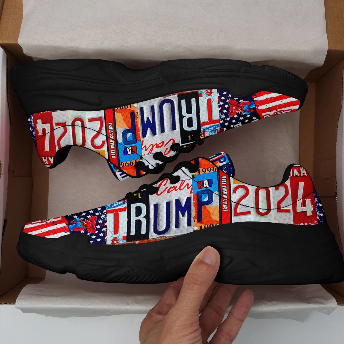 Trump Drip Sneaker Trump 2024 Election KAF Defund the Media Keep America First Design