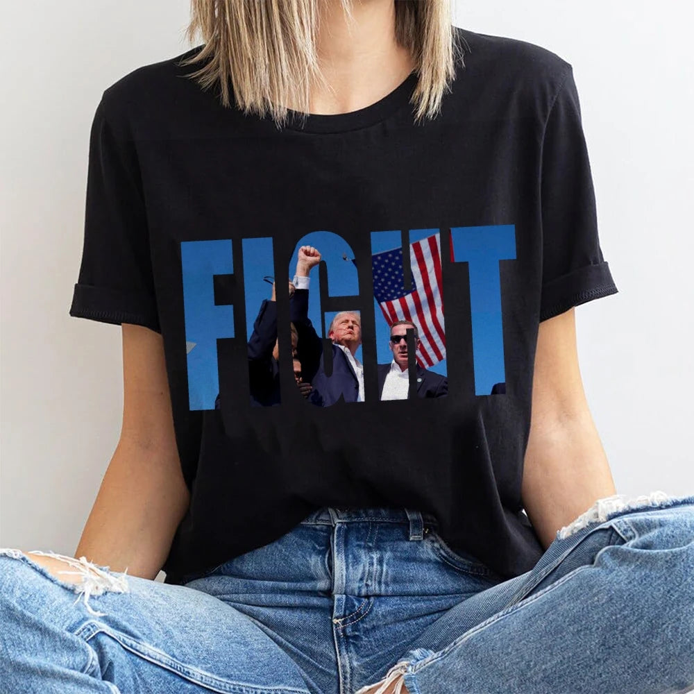 Trump Rally Shooter Tshirt Donald Trump Mugshot T Shirt American Street Cotton Tees 2024 Trump Fight Assassinated T-shirt Tops