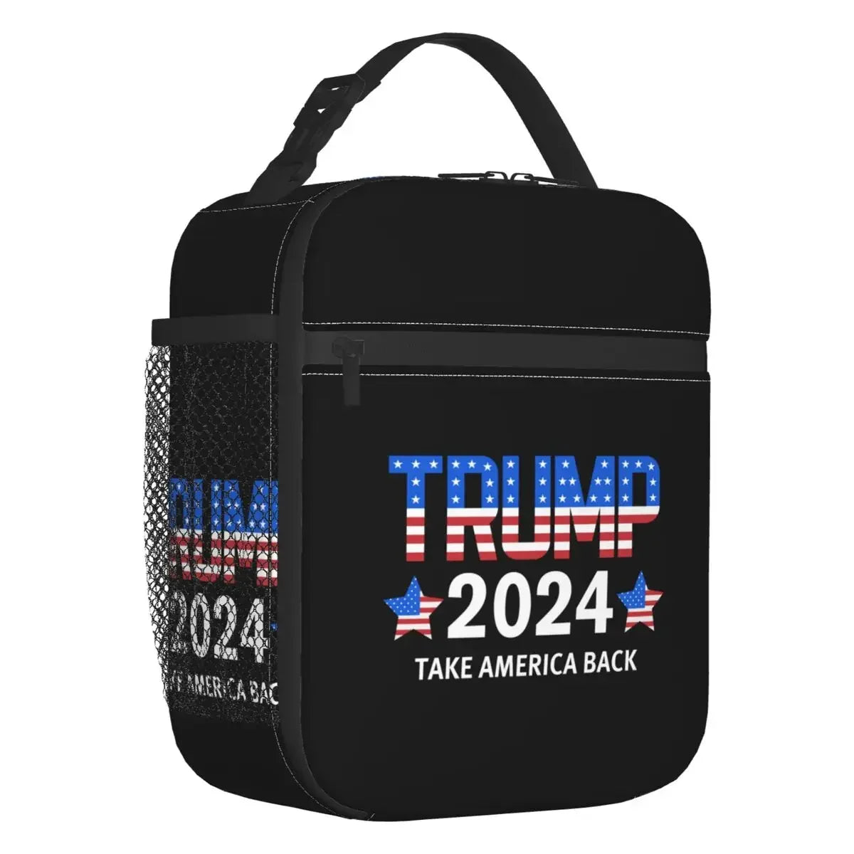 Custom Trump 2024 MAGA USA Flag Lunch Bag Men Women Warm Cooler Insulated Lunch Box for Kids School Children