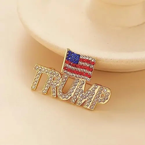 Crystal Trump Creative Exquisite Diamond Brooch for Boys Girls Personalized Luxury Brooch Ladies Men Holiday Gifts