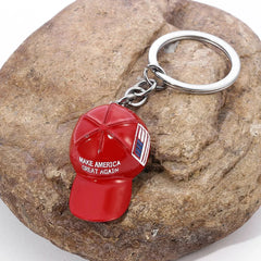 Hot Sale Creative Trump Red Baseball Cap Keychain Cute Hip-hop Couples Keyring Make America Great Again Backpack Accessory Gift