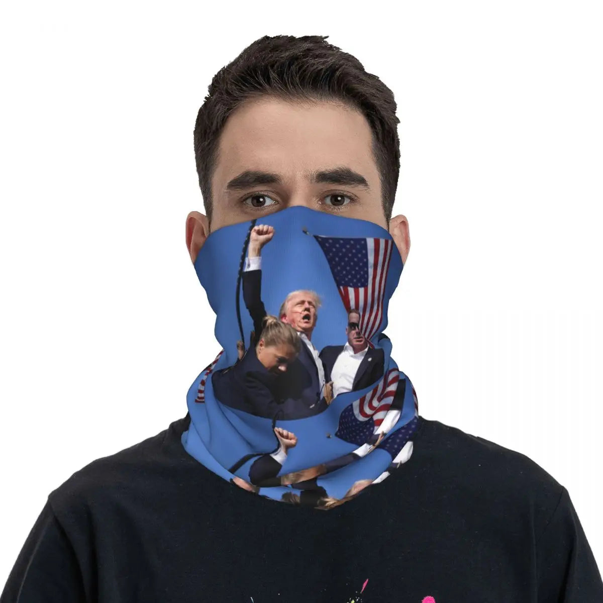 Men Women 2024 Trump Rally Shooting Bandana Merch Neck Cover Printed Trump Shot President Election Wrap Scarf Multi-use Headband