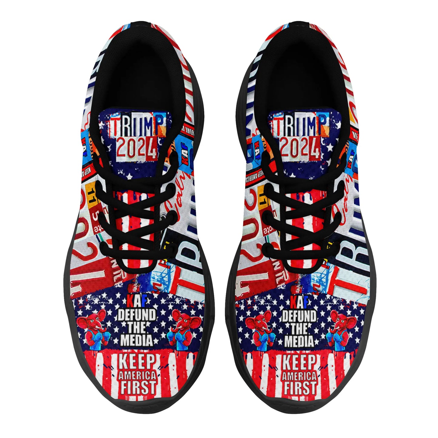 Trump Drip Sneaker Trump 2024 Election KAF Defund the Media Keep America First Design