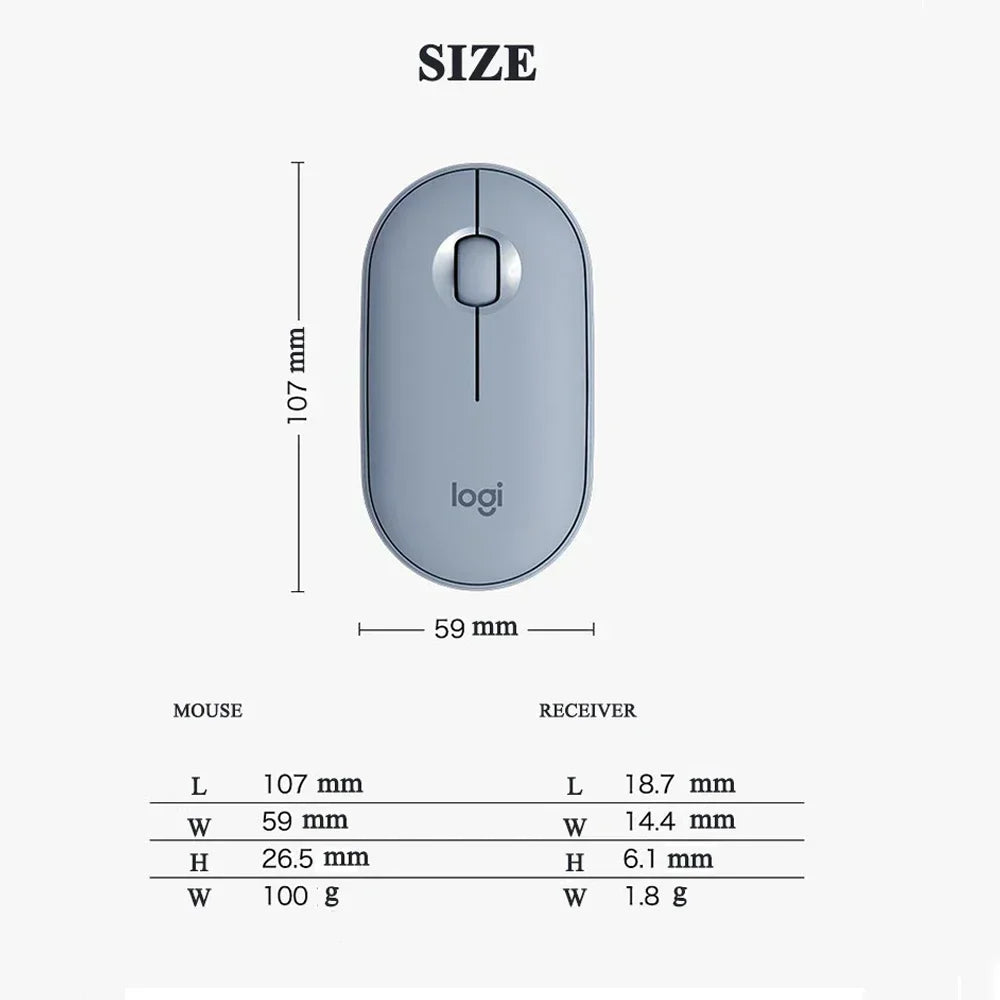 Logitech PEBBLE POP Wireless Bluetooth Mouse Laptop Tablet M350  Light and Thin Mute Office Battery Usb Stock Mini Mice