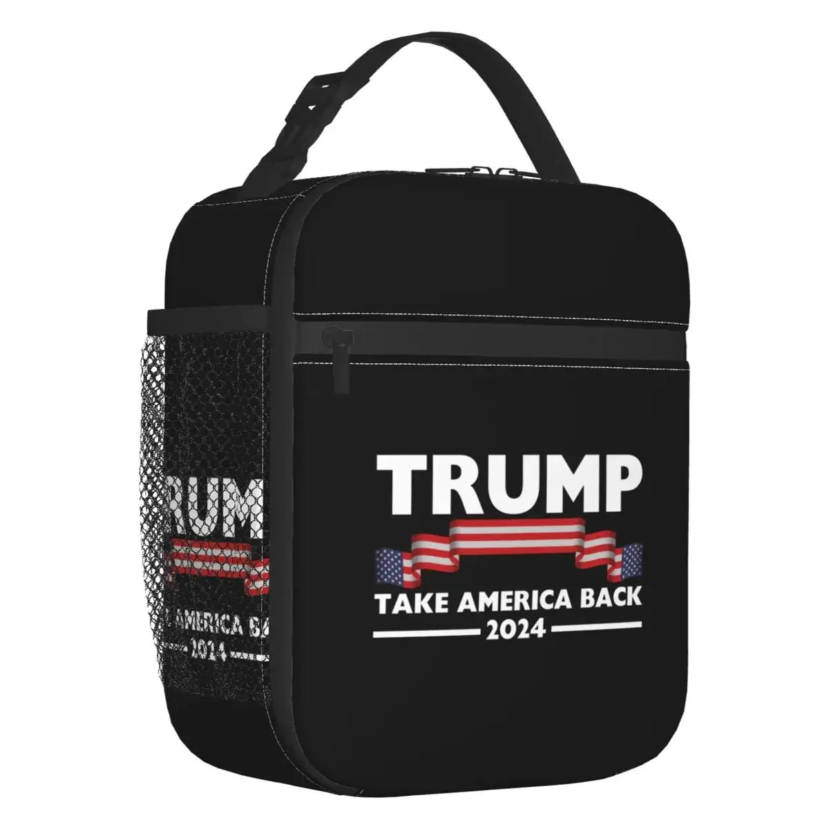 Custom Trump 2024 MAGA USA Flag Lunch Bag Men Women Warm Cooler Insulated Lunch Box for Kids School Children