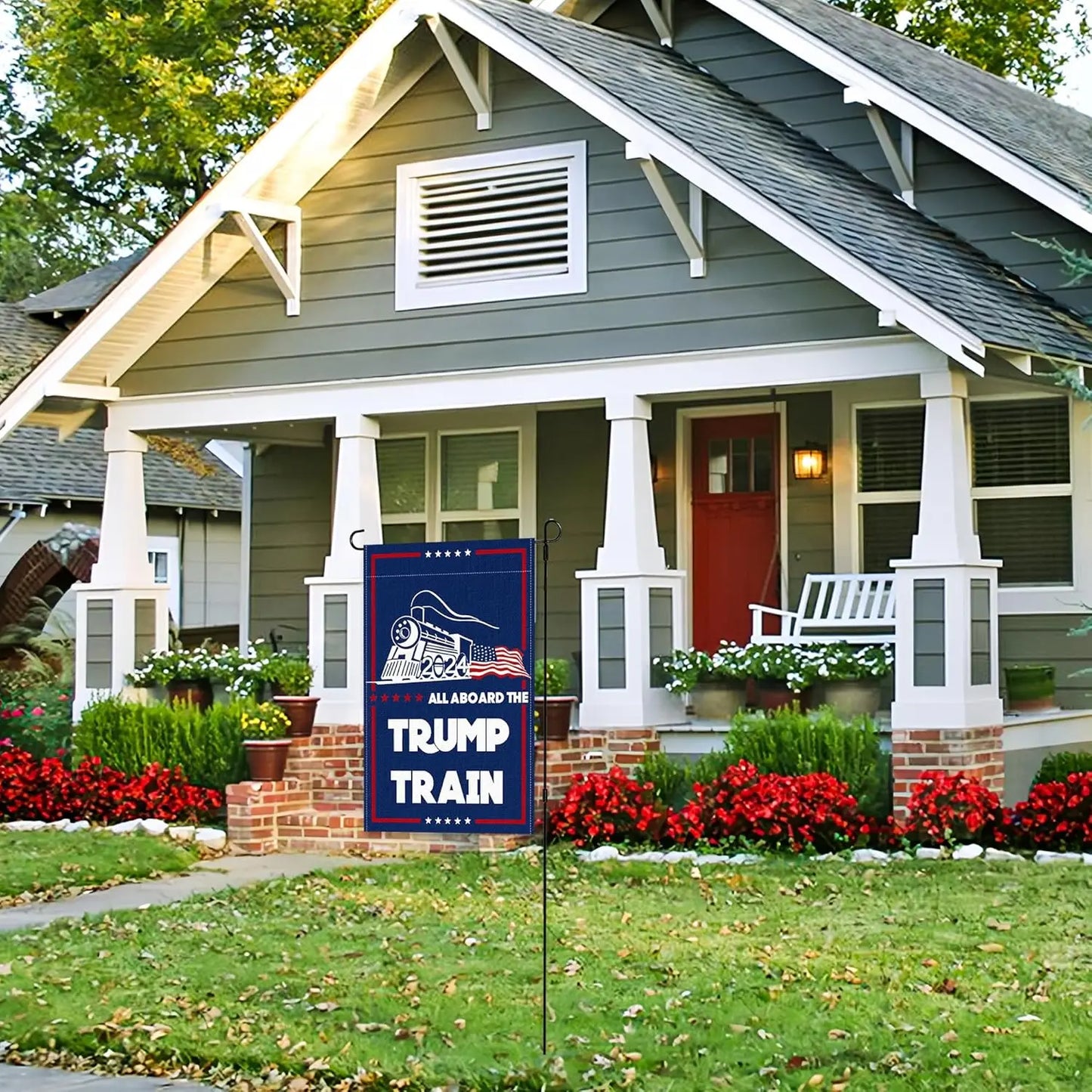 Trump Flag Train Donald Trump Flags Support for President 2024 Banner All Aboard The Trump Train 12x 18 Inch Trump 2024 Garden F