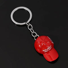 Trump Red Hat Pendant Keychain American Flag Hat Make America Great Again Metal Key Chain For Men Mesh Cap Car Key Ring Jewelry