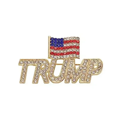 Crystal Trump Creative Exquisite Diamond Brooch for Boys Girls Personalized Luxury Brooch Ladies Men Holiday Gifts